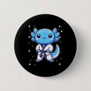 Badge Rond 5 Cm Cute Kawaii Karate Axolotl Arts Martiaux