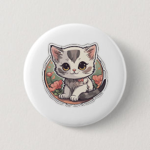 Badge Rond 5 Cm Cute Kawaii Kitten