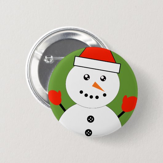 Badge Rond 5 Cm Cute Kawaii Snowman (Devant & derrière)