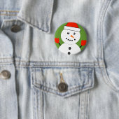Badge Rond 5 Cm Cute Kawaii Snowman (En situation)