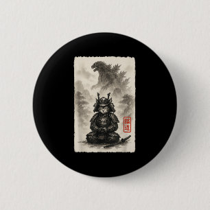 Badge Rond 5 Cm Cute Kitty Catzilla Angry Kaiju Anime Chat Monster