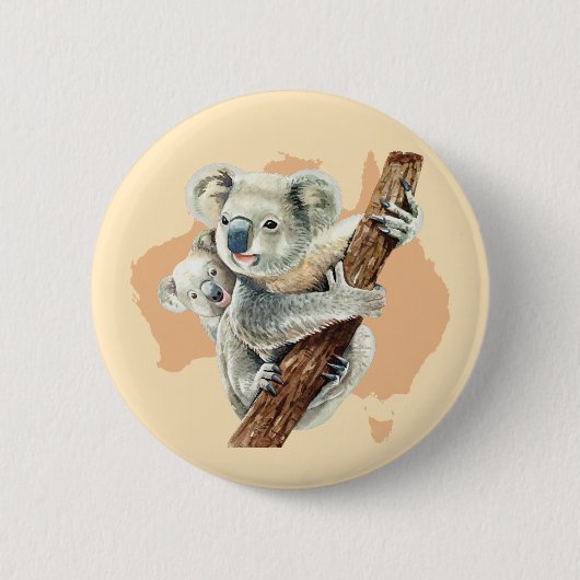 Badge Rond 5 Cm Cute Koala Maman et bébé (Devant)