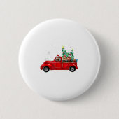 Badge Rond 5 Cm Cute Labradoodles Riding Camion Rouge À C (Devant)