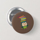 Badge Rond 5 Cm Cute little book owl (Devant & derrière)