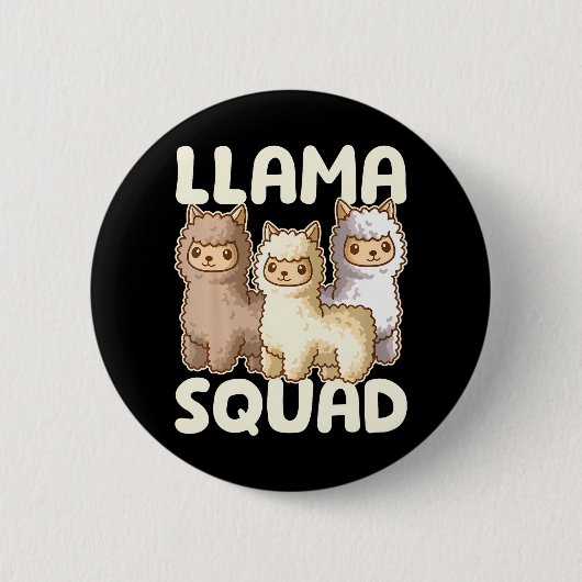 Badge Rond 5 Cm Cute Llama Squad (Devant)