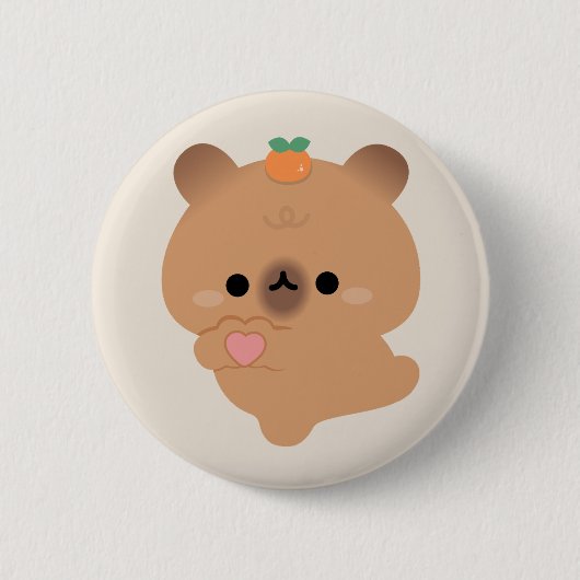 Badge Rond 5 Cm Cute Love Capybara (Devant)