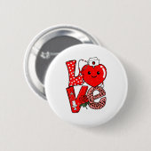 Badge Rond 5 Cm Cute Love Heart Stethoscope Phlebotomist Life Vale (Devant & derrière)