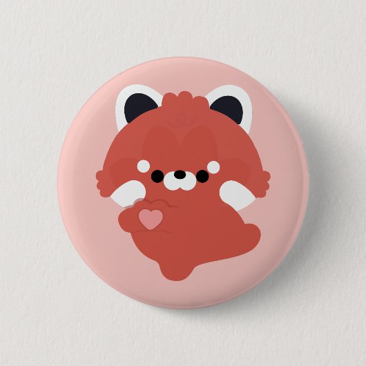 Badge Rond 5 Cm Cute Love Red Panda (Devant)