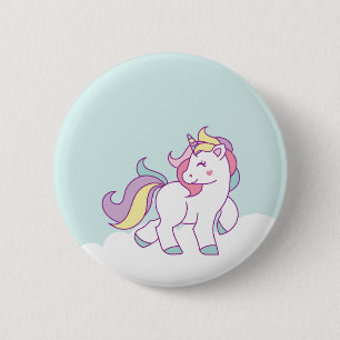 Badge Rond 5 Cm Cute Magique Unicorn couleur pastel Personnalisé