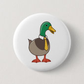 Badge Rond 5 Cm Cute Mallard Duck White Collar Necktie (Devant)