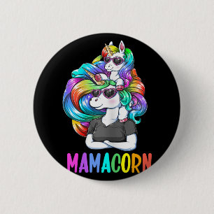 Badge Rond 5 Cm Cute Mamacorn Fun Unicorn Mothers Day Rainbow Colo