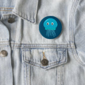 Badge Rond 5 Cm Cute méduse Cartoon Dans L'Océan Bleu (En situation)