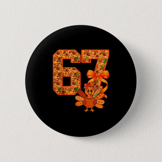 Badge Rond 5 Cm Cute Meme 67 Coquette Bow Turkey Thanksgiving Aest (Devant)