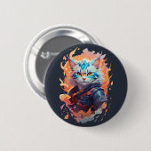 Badge Rond 5 Cm Cute Ninja Cat Warrior Design (Devant & derrière)