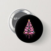 Badge Rond 5 Cm Cute Nk Flamingo Christmas Tree Santa Hat Trocal P (Devant & derrière)
