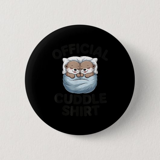 Badge Rond 5 Cm Cute Otter Couple Cozy Cuddle  (Devant)
