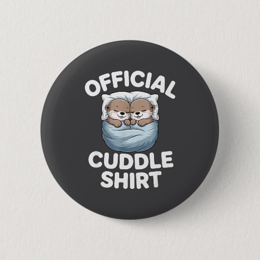 Badge Rond 5 Cm Cute Otter Couple Cozy Cuddle (Devant)
