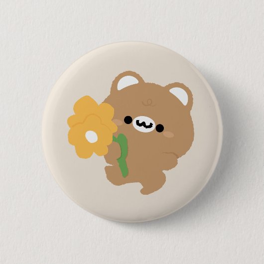 Badge Rond 5 Cm Cute Ours Brown Romantique (Devant)