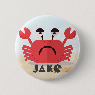 Badge Rond 5 Cm Cute personnalisée et crabe simple