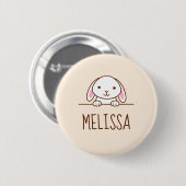 Badge Rond 5 Cm Cute Petit Lapin Peeeeeeer au-dessus de Nom Person (Devant & derrière)