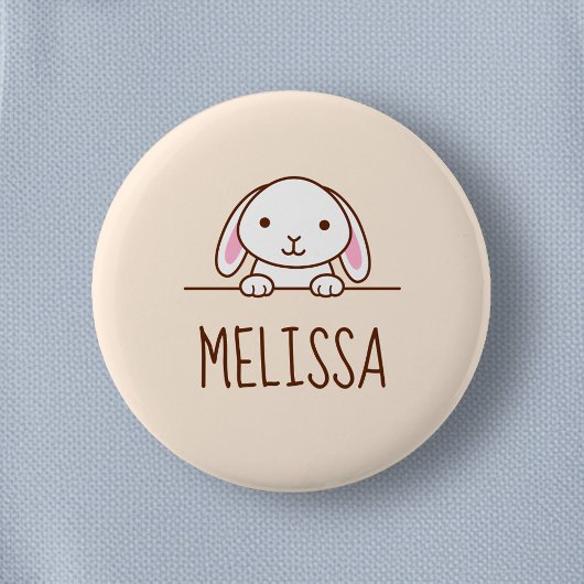 Badge Rond 5 Cm Cute Petit Lapin Peeeeeeer au-dessus de Nom Person
