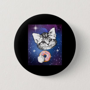 Badge Rond 5 Cm Cute Petite Chatte Manger Une Bouillie Dans Un Ani