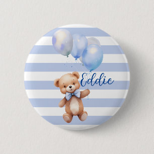 Badge Rond 5 Cm Cute petite ours en bleu