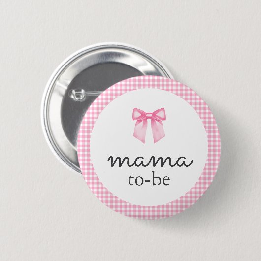 Badge Rond 5 Cm Cute Pink Bow Mama To Be (Devant & derrière)