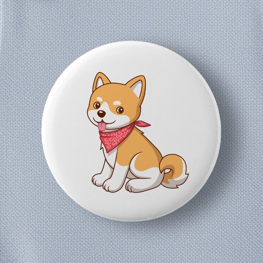 Badge Rond 5 Cm Cute Puppy Dog Shiba Inu