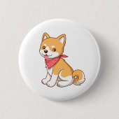 Badge Rond 5 Cm Cute Puppy Dog Shiba Inu (Devant)