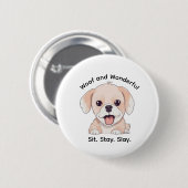 Badge Rond 5 Cm Cute Puppy Lovers Stylish Dog Mom Button (Devant & derrière)