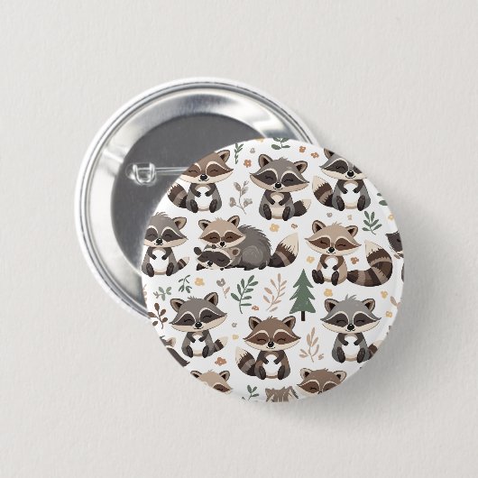 Badge Rond 5 Cm Cute raccoon (Devant & derrière)