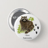 Badge Rond 5 Cm Cute Raccoon Nature (Devant & derrière)