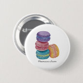 Badge Rond 5 Cm Cute Rainbow Macaroons In Watercolor (Devant & derrière)