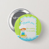 Badge Rond 5 Cm Cute Red Hair Boy Baking "Merci pour venir" (Devant & derrière)