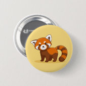 Badge Rond 5 Cm Cute Red Panda on Yellow (Devant & derrière)