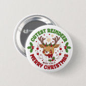 Badge Rond 5 Cm Cute Reindeer Wish You A Merry Christmas (Devant & derrière)