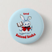 Badge Rond 5 Cm Cute Retro Bunny - Lire Livres Interdits (Devant)