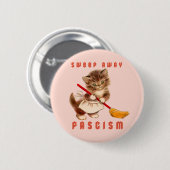 Badge Rond 5 Cm Cute Retro Kitten - Balayer le fascisme (Devant & derrière)