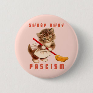 Badge Rond 5 Cm Cute Retro Kitten - Balayer le fascisme