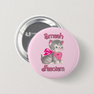 Badge Rond 5 Cm Cute Rétro Kitten - Fascisme Smash