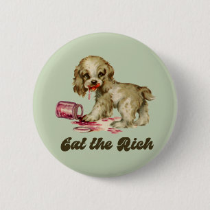Badge Rond 5 Cm Cute Retro Puppy - Mange Rich