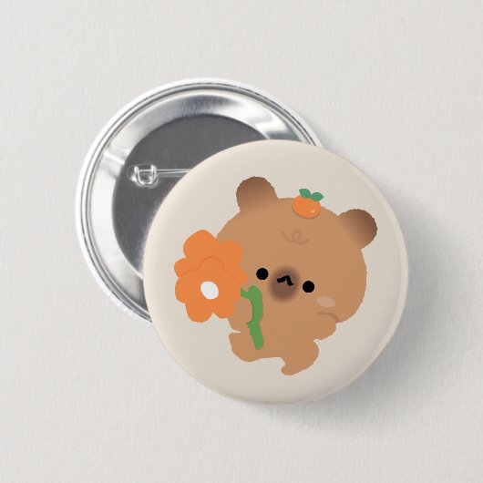 Badge Rond 5 Cm Cute Romantic Capybara (Devant & derrière)