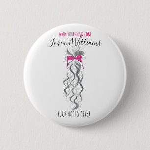 Badge Rond 5 Cm Cute Rose Bow Gris et Blanc Braider Hair Style