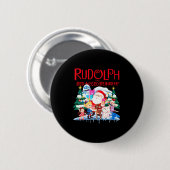 Badge Rond 5 Cm Cute Rudolph The Red Nosed Reindeer Christmas Spec (Devant & derrière)