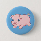 Badge Rond 5 Cm Cute Running Piglet Pig on Blue (Devant)