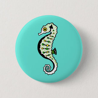 Badge Rond 5 Cm Cute SEAHORSE - Faune - Nature - Aqua