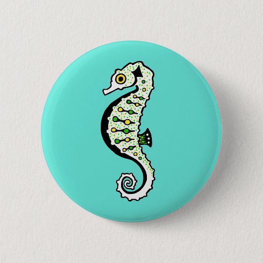 Badge Rond 5 Cm Cute SEAHORSE - Faune - Nature - Aqua (Devant)