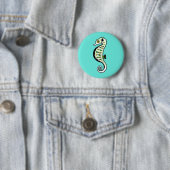 Badge Rond 5 Cm Cute SEAHORSE - Faune - Nature - Aqua (En situation)