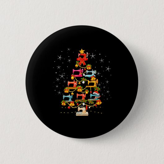 Badge Rond 5 Cm Cute Sewing Machine Christmas Tree Christmas Ornam (Devant)